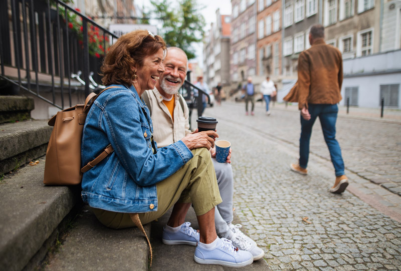 older couple enjoying coffee