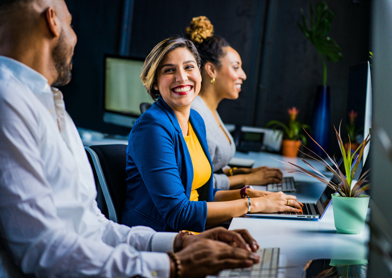 smiling woman working